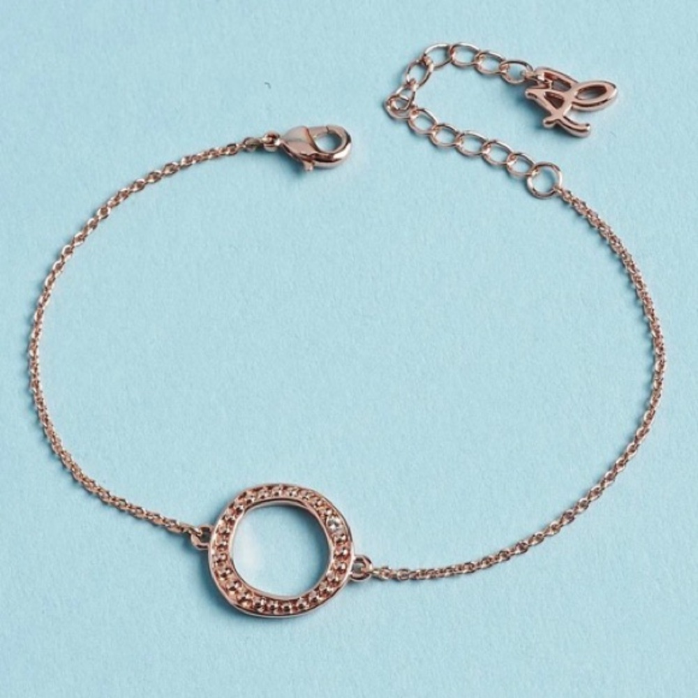 NWOT Swarovski ADORE circle rose gold plated stacking bracelet with crystal